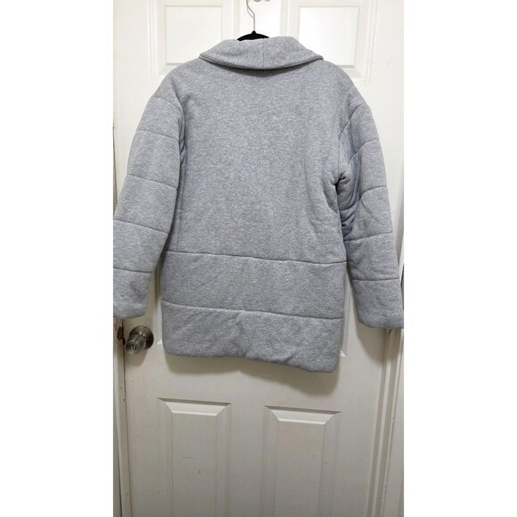 Madewell Women's Light Gray Quilted Puffer Sweater Jacket Shawl Collar Size XS - Picture 3 of 8